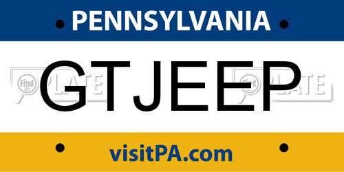 GTJEEP Pennsylvania License Plate