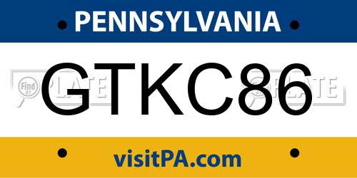 GTKC86 Pennsylvania License Plate
