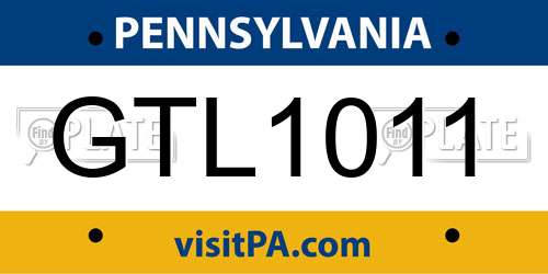 GTL1011 Pennsylvania License Plate