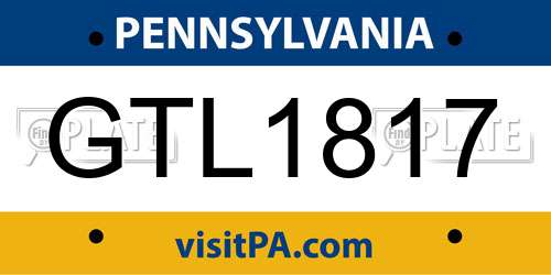 GTL1817 Pennsylvania License Plate