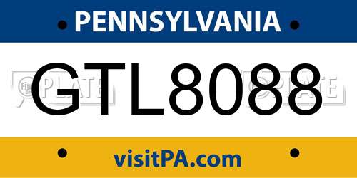 GTL8088 Pennsylvania License Plate