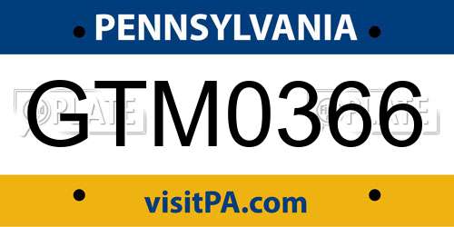 GTM0366 Pennsylvania License Plate