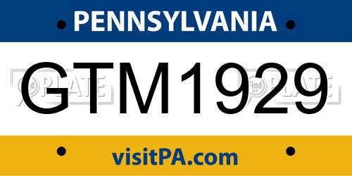 GTM1929 Pennsylvania License Plate