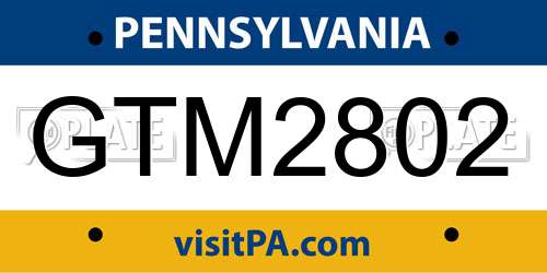GTM2802 Pennsylvania License Plate