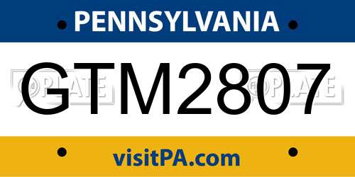 GTM2807 Pennsylvania License Plate