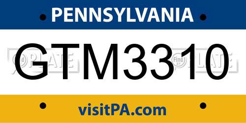 GTM3310 Pennsylvania License Plate