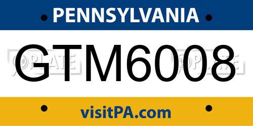 GTM6008 Pennsylvania License Plate