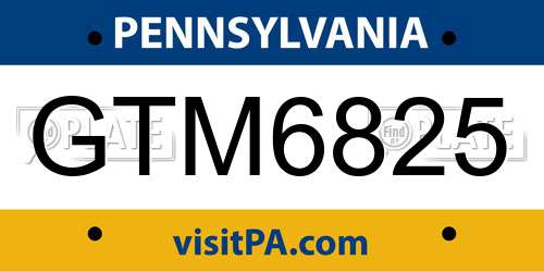 GTM6825 Pennsylvania License Plate