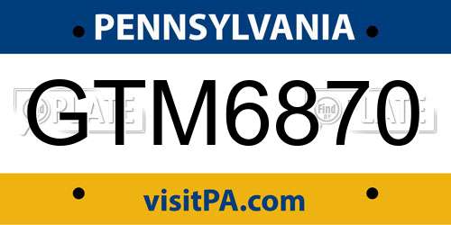 GTM6870 Pennsylvania License Plate