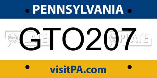 GTO207 Pennsylvania License Plate