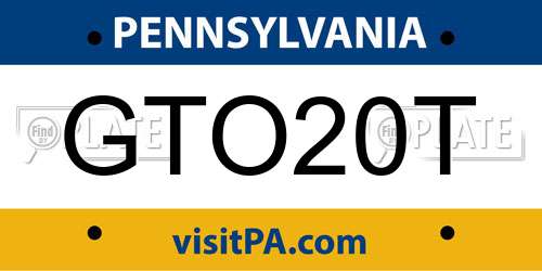 GTO20T Pennsylvania License Plate