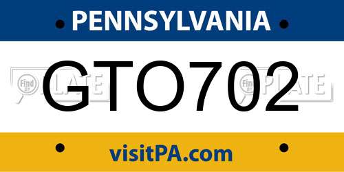 GTO702 Pennsylvania License Plate