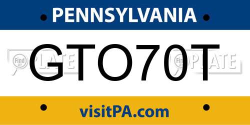 GTO70T Pennsylvania License Plate