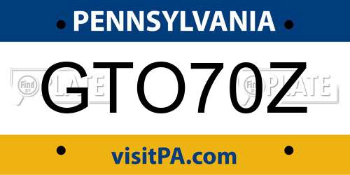 GTO70Z Pennsylvania License Plate