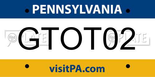 GTOT02 Pennsylvania License Plate