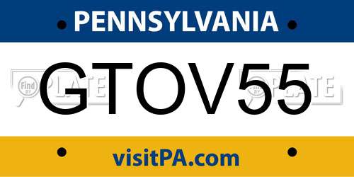 GTOV55 Pennsylvania License Plate