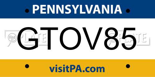 GTOV85 Pennsylvania License Plate