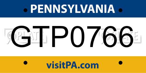 GTP0766 Pennsylvania License Plate