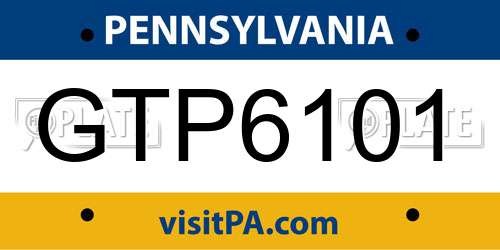 GTP6101 Pennsylvania License Plate