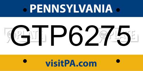 GTP6275 Pennsylvania License Plate