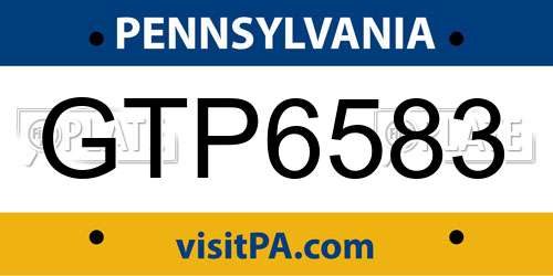 GTP6583 Pennsylvania License Plate