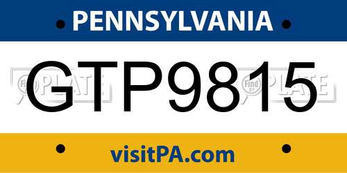 GTP9815 Pennsylvania License Plate