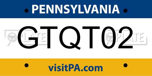 GTQT02 Pennsylvania License Plate