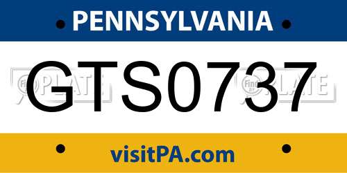 GTS0737 Pennsylvania License Plate