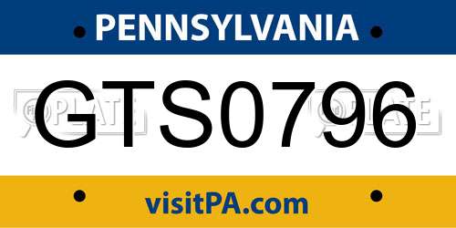 GTS0796 Pennsylvania License Plate
