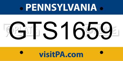 GTS1659 Pennsylvania License Plate