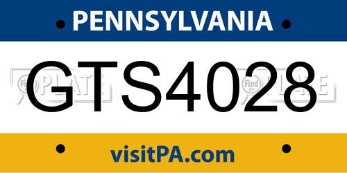 GTS4028 Pennsylvania License Plate