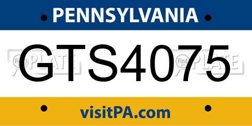 GTS4075 Pennsylvania License Plate