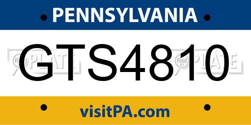GTS4810 Pennsylvania License Plate