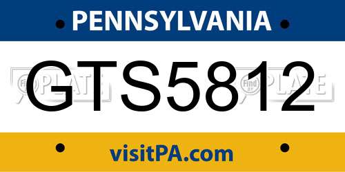 GTS5812 Pennsylvania License Plate