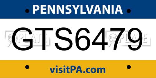GTS6479 Pennsylvania License Plate
