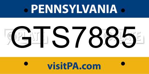 GTS7885 Pennsylvania License Plate