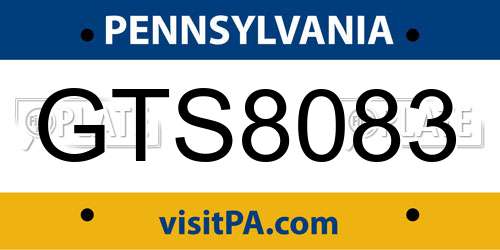 GTS8083 Pennsylvania License Plate