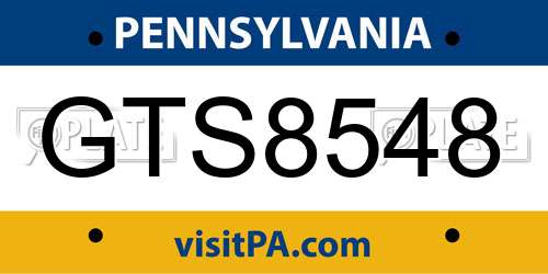 GTS8548 Pennsylvania License Plate