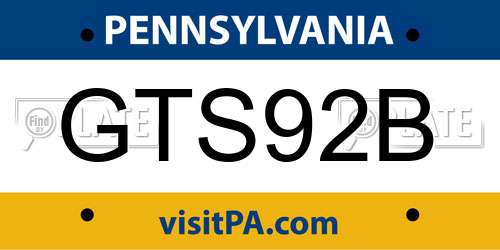 GTS92B Pennsylvania License Plate
