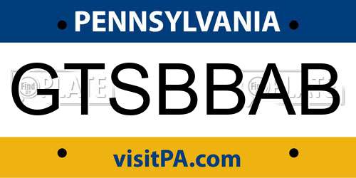 GTSBBAB Pennsylvania License Plate