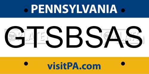 GTSBSAS Pennsylvania License Plate