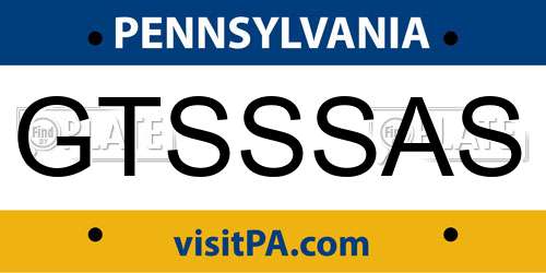 GTSSSAS Pennsylvania License Plate
