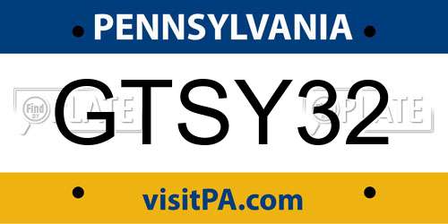 GTSY32 Pennsylvania License Plate