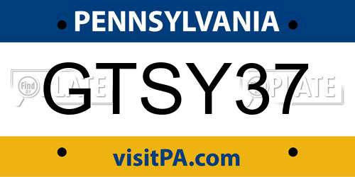 GTSY37 Pennsylvania License Plate