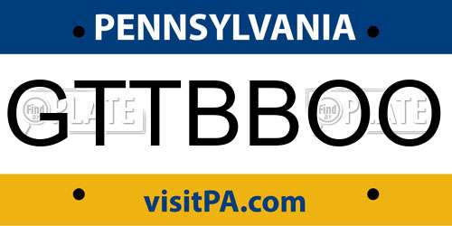 GTTBBOO Pennsylvania License Plate