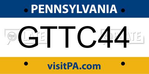 GTTC44 Pennsylvania License Plate