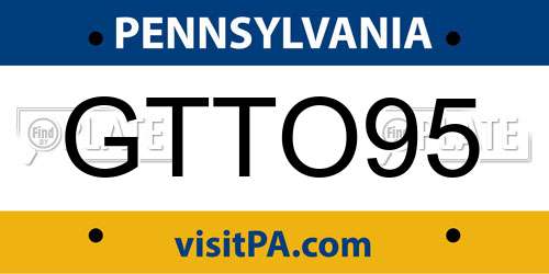GTTO95 Pennsylvania License Plate