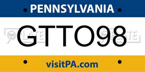 GTTO98 Pennsylvania License Plate