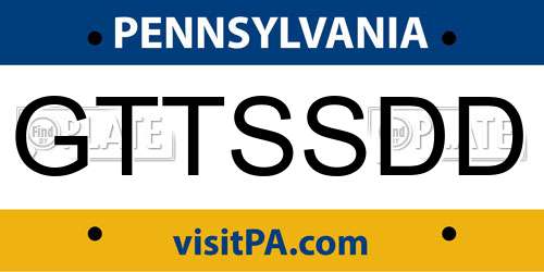 GTTSSDD Pennsylvania License Plate