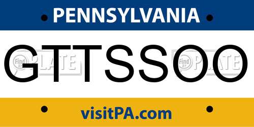 GTTSSOO Pennsylvania License Plate